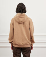 RASSVET / PACC10T028-1 / MEN LOGO ZIP HOODIE Khaki brown with white embroidery