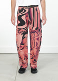 RASSVET / PACC12P001-1 / M FLOWER PRINT SINGLE KNEE BAGGY DENIM TROUSERS Pink