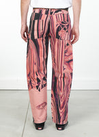RASSVET / PACC12P001-1 / M FLOWER PRINT SINGLE KNEE BAGGY DENIM TROUSERS Pink