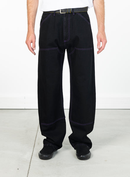 RASSVET / PACC12P002-1 / MEN BLACK DOUBLE KNEE DENIM TROUSERS Black