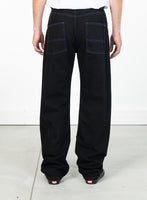 RASSVET / PACC12P002-1 / MEN BLACK DOUBLE KNEE DENIM TROUSERS Black