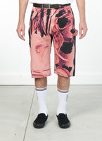 RASSVET / PACC12P003-1 / MEN FLOWER PRINT BAGGY DENIM SHORTS Pink