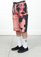 RASSVET / PACC12P003-1 / MEN FLOWER PRINT BAGGY DENIM SHORTS Pink