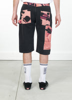RASSVET / PACC12P003-1 / MEN FLOWER PRINT BAGGY DENIM SHORTS Pink