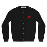 Play Comme des Garçons Crewneck Cardigan - Black / Red Heart Emblem