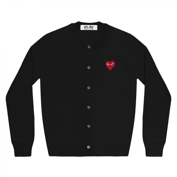 Play Comme des Garçons Ladies' Cardigan - Black / Red Heart Emblem
