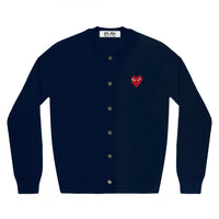 Play Comme des Garçons Ladies' Cardigan - Navy / Red Heart Emblem