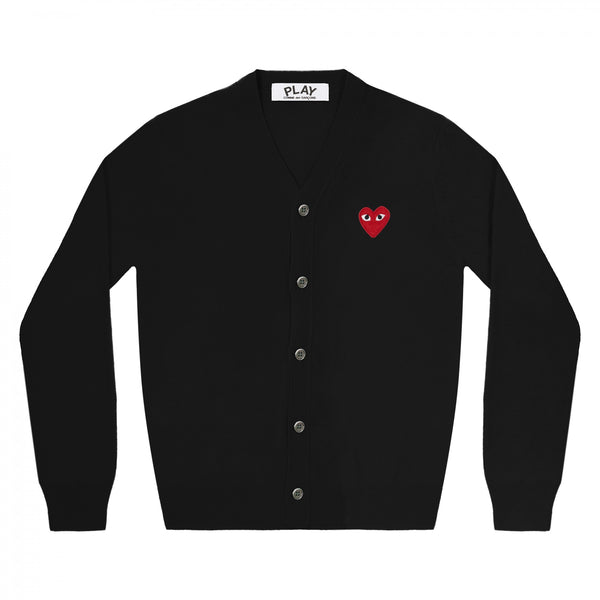 Play Comme des Garçons Cardigan - Black / Red Heart Emblem