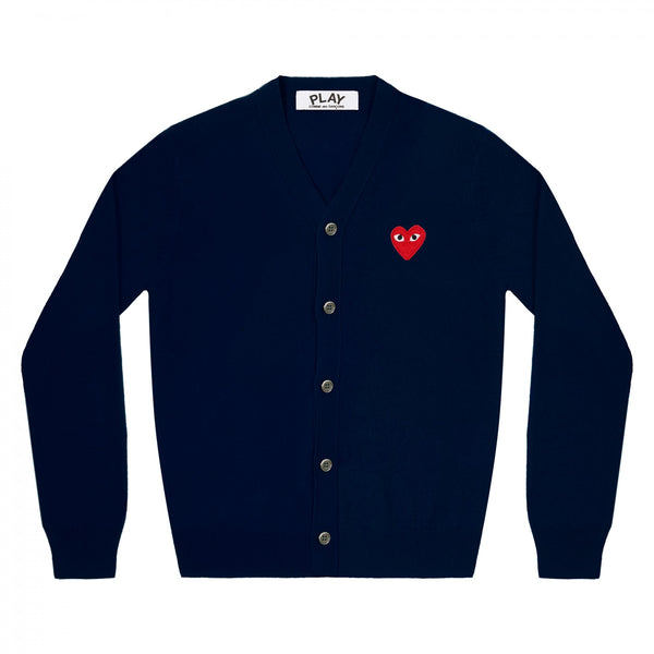 Play Comme des Garçons Cardigan - Navy / Red Heart Emblem