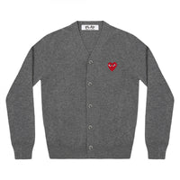 Play Comme des Garçons Cardigan - Grey / Red Heart Emblem