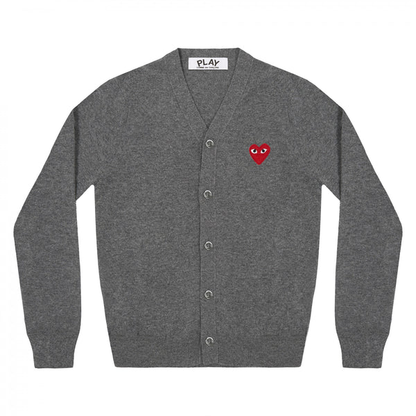 Play Comme des Garçons Cardigan - Grey / Red Heart Emblem