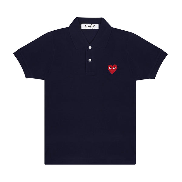 Play Comme des Garçons Polo Shirt - Navy / Red Heart Emblem