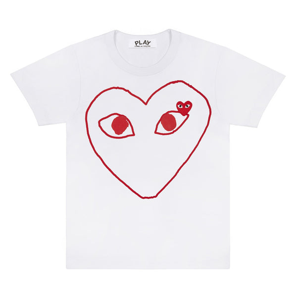 Play Comme des Garçons T-Shirt - White / Sketch Heart Red