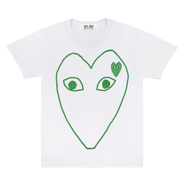 Play Comme des Garçons T-Shirt - White / Sketch Heart Green
