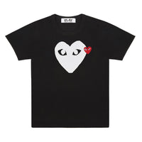 Play Comme des Garçons Print T-Shirt + Embroidered Heart Red - Black / White