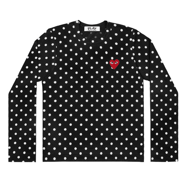 Play Comme des Garçons Polka Dot Longsleeve - Black / Red Heart Emblem