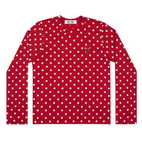 Play Comme des Garçons Polka Dot Longsleeve - Red / Red Heart Emblem