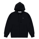Comme des Garçons PLAY zip hoodie in black with black heart logo detail front