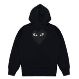 Comme des Garçons PLAY zip hoodie in black with black heart logo detail back
