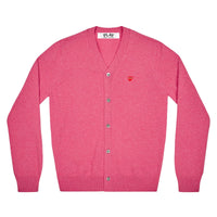 Play Comme des Garçons Cardigan - Pink / Small Red Heart Emblem
