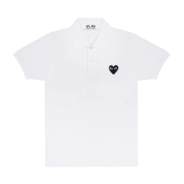 Play Comme des Garçons Polo Shirt - White / Black Heart Emblem
